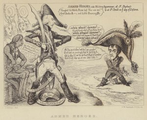 Væpnede helter: Den britiske statsministeren Henry Addington konfronterer Napoleon og trusselen om en fransk invasjon, 1803 av James Gillray