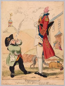 Bombardinian, konfererer om statssaker med en i Office, pub. 1779 (håndfarget gravering)