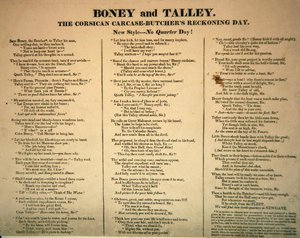 Boney and Talley, The Corsican Carcase - Butchers Reckoning Day, utgitt av Hannah Humphrey, 1803 (balladetekst som følger med 253713) av James Gillray