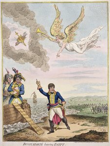 Buonaparte forlater Egypt, utgitt av Hannah Humphrey i 1800 (håndfarget etsning)
