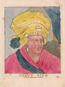 Cheyt Sing in his Eastern Dress, pub. 1786 (håndfarget gravering)
