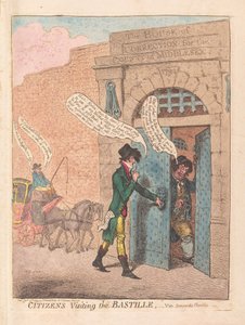 Innbyggere som besøker Bastillen, pub. 1799 (håndfarget gravering)
