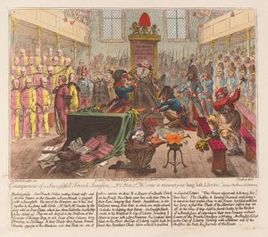 Konsekvensene av en vellykket fransk invasjonspub. 1798 (håndfarget gravering)