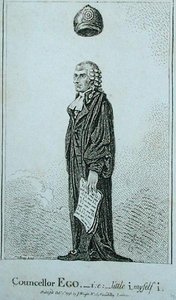 Rådgiver Hvem - i.s. little i myself i, utgitt av J. Wright i 1798 (radering) av James Gillray