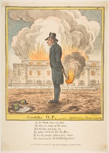 Rådgiver O.P.-Defender of our theatric Liberties, 5. desember 1809. av James Gillray
