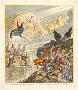Disipler som fanger mantelen av James Gillray