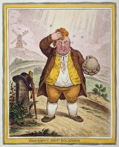 Dreadful-Hot Weather, utgitt av Hannah Humphrey i 1808 (håndfarget etsning)