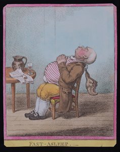 Fast Asleep , utgitt av Hannah Humphrey i 1806 (håndfarget etsning) (se også 189789)