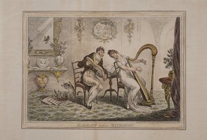 Harmony before Matrimony, utgitt av Hannah Humphrey, 1805 (håndfarget etsning)