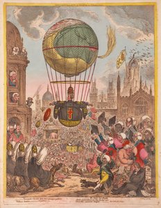 Han styrer sin Flight, pub. 1810 (håndfarget gravering)