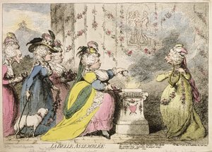 La Belle Assemblee, utgitt av Hannah Humphrey i 1787 (håndfarget etsning)