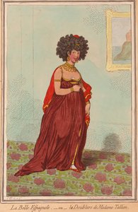 La Belle Espagnole or the Double of Madame Tallien, pub 1796 (håndfarget gravering)