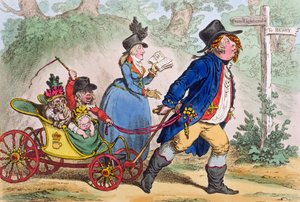La Promenade en Famille, eller A Sketch from Life, utgitt av Hannah Humphrey i 1797 (håndfarget etsning)