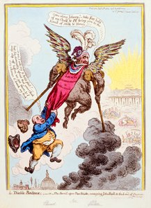 Le Diable-Boiteux, or The Devil upon Two Sticks Conveying John Bull to the Land of Promise, published by Hannah Humphrey in 1806 (hand-coloured etching)