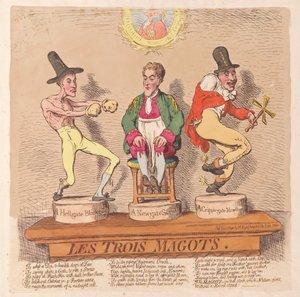 Les Trois Magots, pub. 1791 (håndfarget gravering)