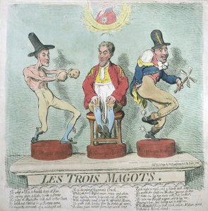 Les Trois Magots, utgitt av Hannah Humphrey i 1791 (håndfarget etsning)