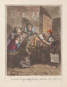 London Corresponding Society, alarmert, vide. Guilty Consciences, pub. 1796 (håndfarget gravering)