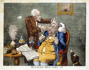 Mann får knappene fjernet fra ansiktet av James Gillray