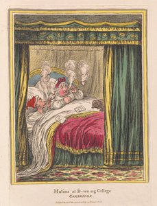Matins and D-wn-ng College, Cambridge, pub. 1810 (håndfarget gravering) av James Gillray