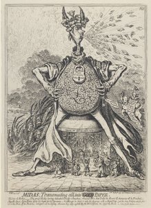 Midas, Transmuting all into Gold Paper, 1797 av James Gillray