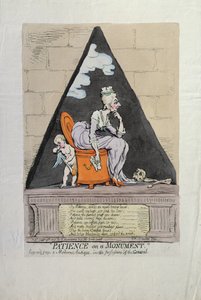 Patience on a Monument, utgitt av Hannah Humphrey i 1791 (håndfarget etsning)