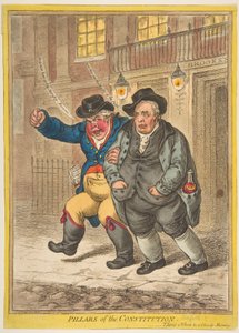 Grunnlovens søyler, 1. februar 1809. av James Gillray