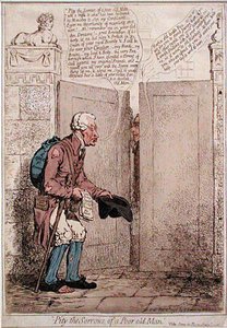 Pity the Sorrows of a Poor Old Man, utgitt av Hannah Humphrey i 1796 (håndfarget etsning) av James Gillray