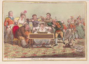 Spiller i Parts, pub. 1801 (håndfarget gravering)