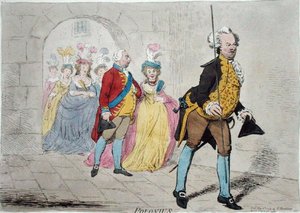 Polonius, utgitt av Hannah Humphrey i 1795 (håndfarget etsning) av James Gillray