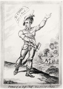 Portrett av en irsk høvding, hentet fra livet på Wexford, pub. av H. Humphrey, 10. juli 1798 (se 123751 for farge)
