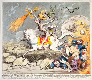 Presages of the Millennium, utgitt av Hannah Humphrey i 1795 (fargetsing, gravering og aquatint)