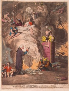 Shakespeare ofret eller Offering of Avarice, pub. 1789 (håndfarget gravering)