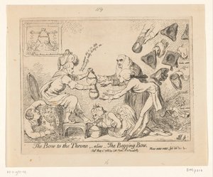 Spotprent på Warren Hastings, 1788 Buen til tronen, -alias- Tiggerbuen av James Gillray
