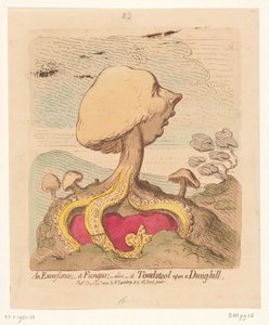 Karikatur av William Pitt den yngre, 1791 En utvekst; - en sopp; -alias- en paddehakk på en møkkbakke av James Gillray