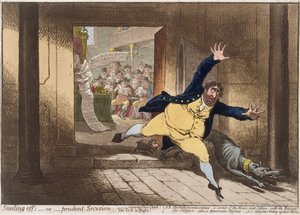 Stealing Off, or Prudent Secesion, utgitt av Hannah Humphrey i 1798 (håndfarget etsning med akvatint)
