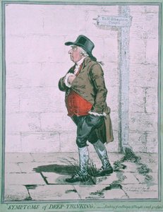 Symptoms of Deep Thinking, utgitt av Hannah Humphrey i 1800 (håndfarget etsning) av James Gillray