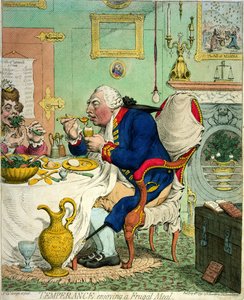 Temperance enjoying a Frugal Meal, utgitt av Hannah Humphrey, 1792