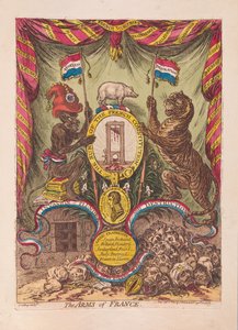 The Arms of France, pub. 1805 (håndfarget gravering) av James Gillray