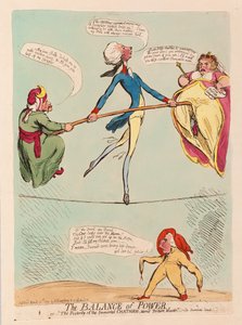 The Balance of Power eller The Posterity of the Immortal Chatham, blir Posture Master, pub. 1791 (håndfarget gravering)