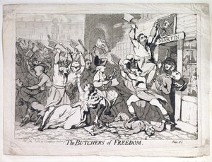 Frihetens slaktere, utgitt av Hannah Humphrey i 1788 (etsning) av James Gillray