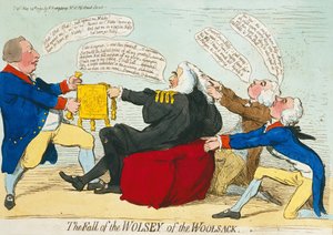 The Fall of the Wolsey of the Woolsack, utgitt av Hannah Humphrey i 1792 (håndfarget etsning)