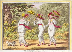 The Graces in a High Wind, en scene hentet fra Nature in Kensington Gardens, pub. av Hannah Humphrey, 1810