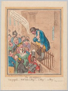 Hustingene. Vox Populi Vel ha et krus! En kopp! Et krus!, pub. 1796 (håndfarget gravering)