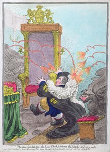The New Speaker (dvs. Law-Chick) between the Hawks und the Buzzards, utgitt av Hannah Humphrey i 1800 (håndfarget etsning)
