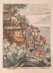 The Pigs Possessed: or the Broad bottomd Litter running headlong into the Sea of Perdition, pub. 1807 (håndfarget gravering)