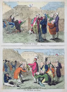 The Prince at Grass og The Prince in Clover, utgitt av S.W. Fores i 1787 (håndfarget etsning) av James Gillray