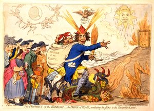 Hebreernes profet - fredsfyrsten leder jødene til det lovede land, pub. Hannah Humphrey, 1795 (håndfarget gravering)