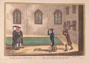The Rakes Progress ved universitetet. nr. 3, pub. 1806 (håndfarget gravering)