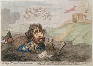 The Slough of Despond, utgitt av Hannah Humphrey i 1793 (håndkolorert gravering) av James Gillray