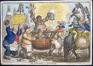 The Triumph of Quassia , utgitt av Hannah Humphrey i 1806 (håndfarget etsning)